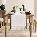 Farmhouse Braided Striped Table Runner, Rustic Ivory Table Runners  Home Decor, Off White （beige 33*120cm）