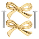 Brass Bow Shape Cabinets Knobs: Gold Drawer Pulls Decorative Bow Knobs Cupboard Pull Handles for Home Kitchen Cabinet Hardware Cupboard Dresser Wardrobe and Drawer Pulls - 2 Pack