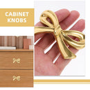 Brass Bow Shape Cabinets Knobs: Gold Drawer Pulls Decorative Bow Knobs Cupboard Pull Handles for Home Kitchen Cabinet Hardware Cupboard Dresser Wardrobe and Drawer Pulls - 2 Pack