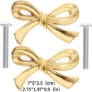 Brass Bow Shape Cabinets Knobs: Gold Drawer Pulls Decorative Bow Knobs Cupboard Pull Handles for Home Kitchen Cabinet Hardware Cupboard Dresser Wardrobe and Drawer Pulls - 2 Pack