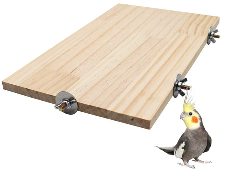 Large Bird Perch Stand Platform, Natural Wooden Small Animals Cage Accessories,  Parakeet Cockatiel Rat Hamster Guinea Pig Conure Chinchillas(35*20*1.5cm)