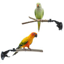 2 Pcs Parrot Perch Stand, Strong Suction Cup Bird Perch,  for Window Mirror Car Shower Ceramic Tiles Bath Wood Training Perch（Standing pole+tree branch15cm）