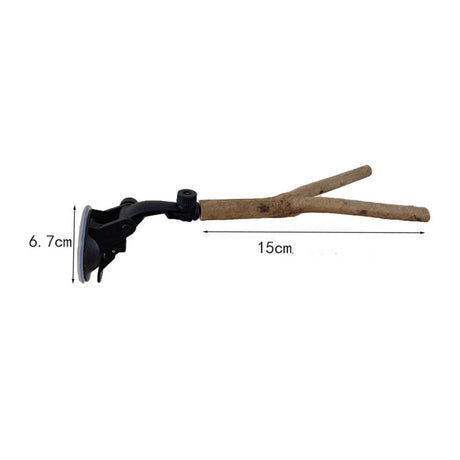 2 Pcs Parrot Perch Stand, Strong Suction Cup Bird Perch,  for Window Mirror Car Shower Ceramic Tiles Bath Wood Training Perch（Standing pole+tree branch15cm）