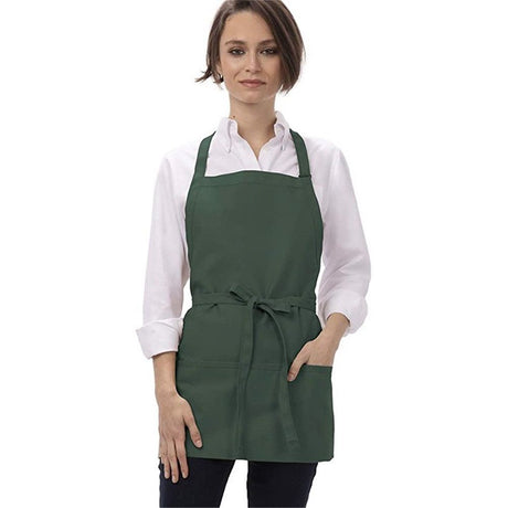 hanging apron restaurant milk tea shop baking coffee shop barbecue work clothes apron with 3 Pocket（green）