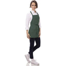 hanging apron restaurant milk tea shop baking coffee shop barbecue work clothes apron with 3 Pocket（green）