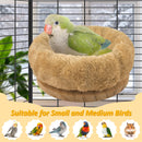 Removable Plush Parrot Hammock Bed, Winter Warm Resting Perch Platform for Budgies Cockatiel Conure Parakeet Hamster(small size beige)