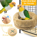 Removable Plush Parrot Hammock Bed, Winter Warm Resting Perch Platform for Budgies Cockatiel Conure Parakeet Hamster(small size beige)