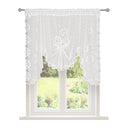 White Semi-Sheer Floral Lace Curtain Swag for Kitchen Half Window Bathroom Decoration Rod Pocket,150*100, 1 Panel
