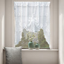 White Semi-Sheer Floral Lace Curtain Swag for Kitchen Half Window Bathroom Decoration Rod Pocket,150*100, 1 Panel
