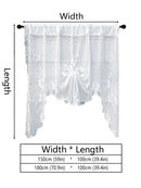 White Semi-Sheer Floral Lace Curtain Swag for Kitchen Half Window Bathroom Decoration Rod Pocket,150*100, 1 Panel