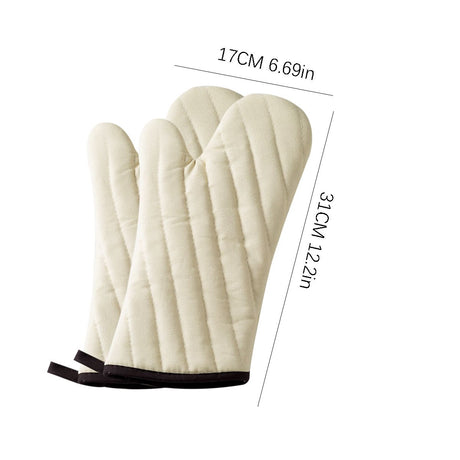 Quilted Cotton  Oven Mitts for Baking, BBQ, and Cooking Protection, Heat-Resistant Gloves for Kitchen and Grill, Comfortable Grip, Machine Washable, Reusable,  1 Pair beige