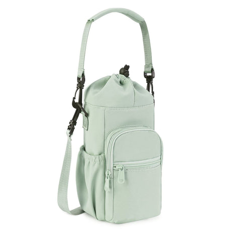 Water Bottle Holder with Strap  40oz Insulated Water Bottle Carrier Sling Bag with Phone Pocket Crossbody（light green）