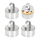 Round Cake Ring Molds, Stainless Steel  Food Rings Dessert Mousse Cooking Rings Mold with Pusher & Lifter  (Include 4 Rings & 4 Pushers)