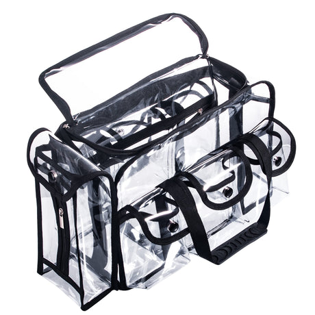 Professional Clear PVC Makeup Kits Organizer Make up Set Bag Carry All Artist Transparent Travel Cosmetic Bag with 6 External Pockets & Tissue Holder