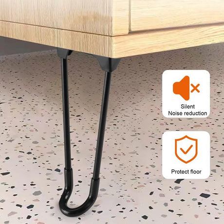 4Pcs Folding Hairpin Legs,  Foldable Coffee Table Legs with Mounting Screws, Heavy Duty Easy Install Furniture Black Legs for Desk Bench Chair, Home DIY Projects, (Height 185 mm), Black