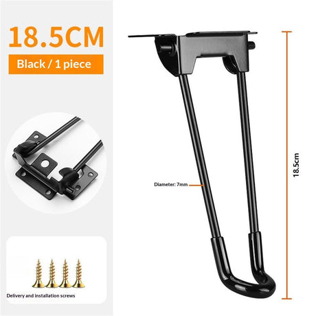 4Pcs Folding Hairpin Legs,  Foldable Coffee Table Legs with Mounting Screws, Heavy Duty Easy Install Furniture Black Legs for Desk Bench Chair, Home DIY Projects, (Height 185 mm), Black