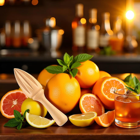 2Pcs Wooden Citrus Juicer - Handheld Manual Lemon/Orange Reamer | Portable Fruit Squeezer Tool for Home, Cafe and Bar,Kitchen Utensils, Bartender Accessories
