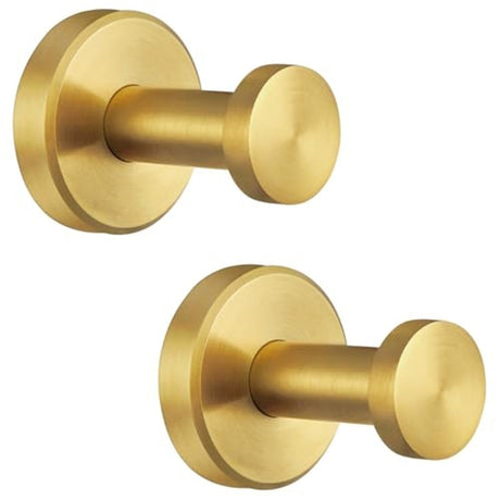 Gold Bathroom Towel Hooks 2 Pack, 304 Stainless Steel Robe Hooks for Kitchen Garage, Wall Mounted