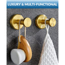 Gold Bathroom Towel Hooks 2 Pack, 304 Stainless Steel Robe Hooks for Kitchen Garage, Wall Mounted