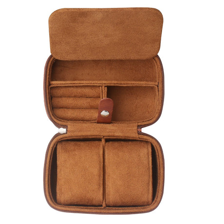 2 slot watch travel case organizer, hard watch travel box with insert for rings, cufflinks, bracelet,organization(Brown)