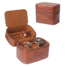 2 slot watch travel case organizer, hard watch travel box with insert for rings, cufflinks, bracelet,organization(Brown)