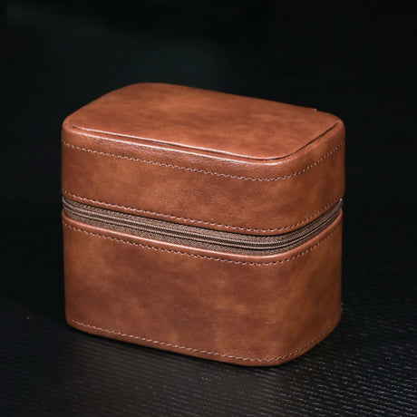 2 slot watch travel case organizer, hard watch travel box with insert for rings, cufflinks, bracelet,organization(Brown)