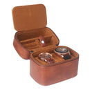 2 slot watch travel case organizer, hard watch travel box with insert for rings, cufflinks, bracelet,organization(Brown)
