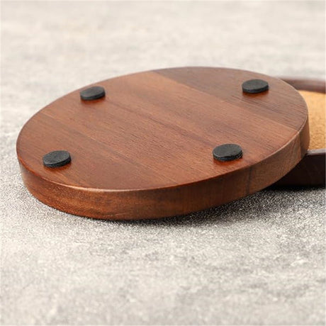 Beverage absorbent wooden coaster with bracket, wooden coaster set for rural farmhouse, coffee table, dining table, wooden table, coaster set of 6 pieces