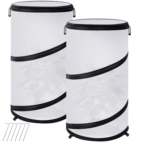2 Pcs Pop Up Winter Frost Plant Cover, 20 x 12 Inch Round Garden Plants Freeze Protection Tent, Foldable Warm Plant Protector Enclosure for Snow Frost Protection Indoor & Outdoor
