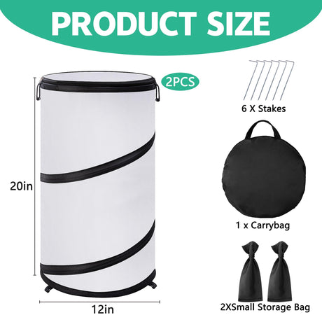 2 Pcs Pop Up Winter Frost Plant Cover, 20 x 12 Inch Round Garden Plants Freeze Protection Tent, Foldable Warm Plant Protector Enclosure for Snow Frost Protection Indoor & Outdoor