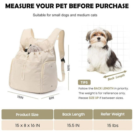 Dog Front Carrier Backpack, Adjustable Pet Dog Carrier Backpack Ventilated Mesh Dog Travel Backpack with Zippered Side Windows for Hiking Traveling for Small Medium Cats Dogs