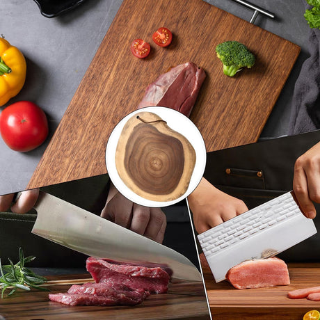 Acacia Wood Cutting Board - Rural Wood Cutting Board, Durable Cutting Board, Kitchen, Meat, Cheese, and Entertainment Tray,（Diameter 23-28CM）