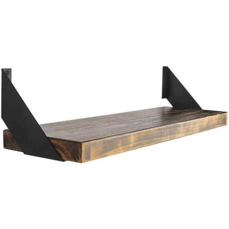 Concept Fusion Set of Two Bent Metal Industrial Angle Shelf Brackets Flat Black Powder Coated Finish （15cm）