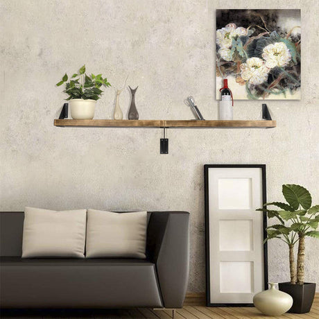 Concept Fusion Set of Two Bent Metal Industrial Angle Shelf Brackets Flat Black Powder Coated Finish （15cm）