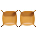 2pcs PU Leather Tray Unisex Folding Small Catchall Tray Portable Entryway Table Tray Nightstand Bedside Desk Tray for Key Wallet Watch Coin Jewelry Dice, Yellow