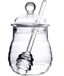 300ml Mixing Spoons Honey Dispenser Honey Pot with Dipper, Glass Jar Pot Jar Syrup s Glass for Restaurant Kitchen Home Decoration Storage Containers