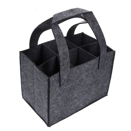 6 Bottle Wine Carrier with Divider Felt Wine Storage Tote Bag, Portable Reusable Wine Travel Bag with Handle for Christmas Travel Camping Picnic Party ( Gray)