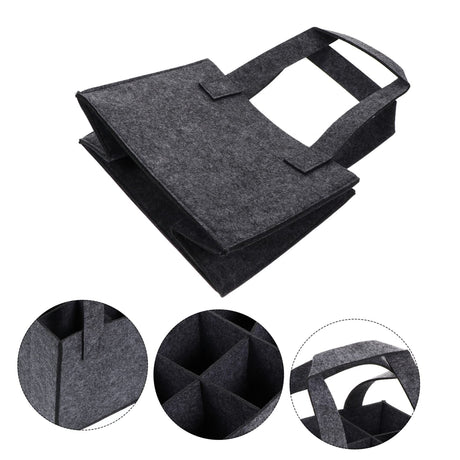 6 Bottle Wine Carrier with Divider Felt Wine Storage Tote Bag, Portable Reusable Wine Travel Bag with Handle for Christmas Travel Camping Picnic Party ( Gray)