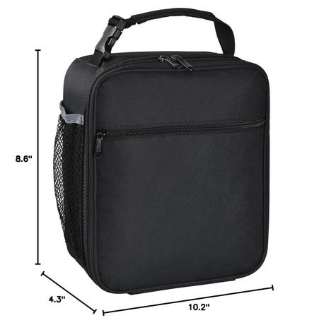 Leakproof Portable Lunch Box for Women Men Boys Girls, Large Capacity Cooler Bag with Handle and Bottle Pocket for Office School Camping Hiking Outdoor Beach Picnic (Black)
