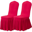 Dining Room Chair Covers Set of 2, Stretch  Slipcovers with Skirt Super Fit Spandex Chair Seat Protector Cover for Dining Room, Hotel, Ceremony (red)