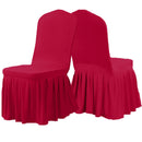 Dining Room Chair Covers Set of 2, Stretch  Slipcovers with Skirt Super Fit Spandex Chair Seat Protector Cover for Dining Room, Hotel, Ceremony (red)