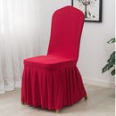 Dining Room Chair Covers Set of 2, Stretch  Slipcovers with Skirt Super Fit Spandex Chair Seat Protector Cover for Dining Room, Hotel, Ceremony (red)