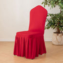 Dining Room Chair Covers Set of 2, Stretch  Slipcovers with Skirt Super Fit Spandex Chair Seat Protector Cover for Dining Room, Hotel, Ceremony (red)