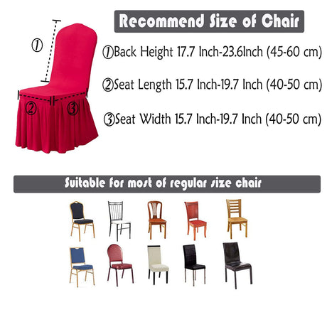 Dining Room Chair Covers Set of 2, Stretch  Slipcovers with Skirt Super Fit Spandex Chair Seat Protector Cover for Dining Room, Hotel, Ceremony (red)