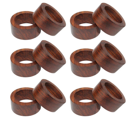 Handcrafted Wood Napkin Rings Set, Set of 12, Wood Napkin Holders,  Hand Made by Skilled artisans - Perfect for Parties, Any Events, Regular Home Use, Family Dinners, Holidays
