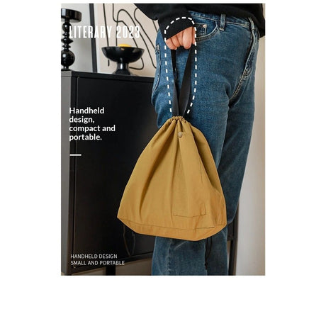 Canvas Drawstring Lunch Bag Insulated Lunch Tote Japanese Style Bento Tote Bag Reusable Lunch Bag with Handle and Drawstring