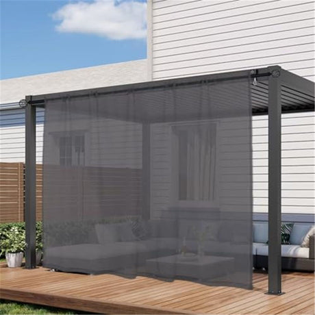 Outdoor Sheer Curtains for Patio Waterproof - 2 Panels Grommet Indoor Voile Curtains for Living Room, Bedroom, Porch, Pergola, Cabana, 132*274cm Grey