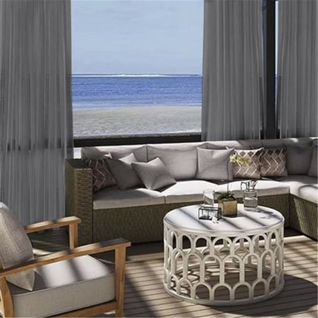 Outdoor Sheer Curtains for Patio Waterproof - 2 Panels Grommet Indoor Voile Curtains for Living Room, Bedroom, Porch, Pergola, Cabana, 132*274cm Grey