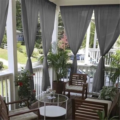 Outdoor Sheer Curtains for Patio Waterproof - 2 Panels Grommet Indoor Voile Curtains for Living Room, Bedroom, Porch, Pergola, Cabana, 132*274cm Grey