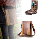 Writers Messenger Wood Box, Multifunctional Wooden Handmade Crossbody Postman Bag Portable Artist Tool Bag Painting Brush Tool Storage Sketch Box Easel for Outdoor Painting (Brown)…